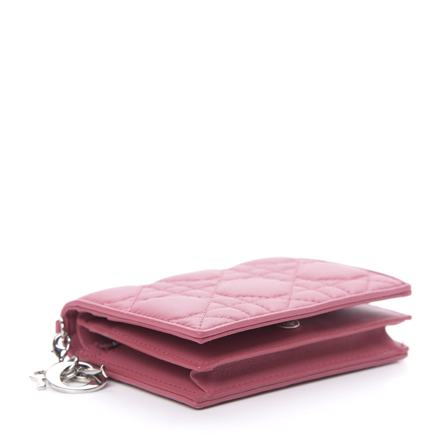 Lambskin Cannage Mini Lady Dior Wallet Pink
