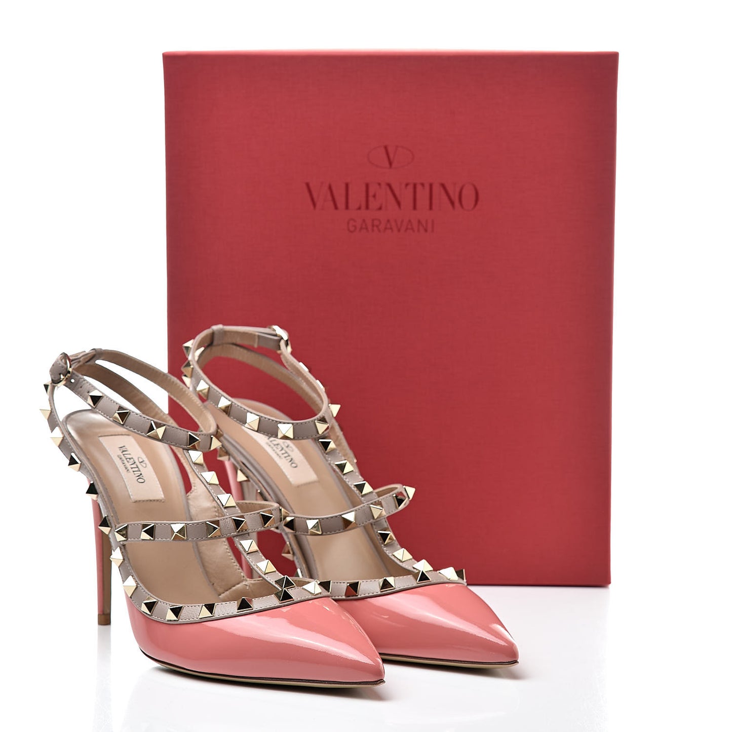 Patent Rockstud Ankle Strap Pumps 40.5 Tropical Sunrise Poudre
