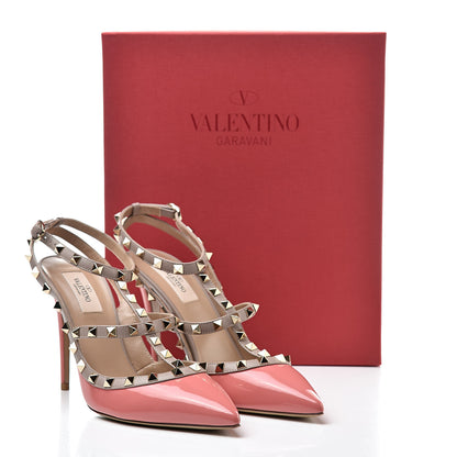 Valentino Garavani Patent Rockstud Ankle Strap Pumps 40.5 Tropical Sunrise Poudre 10 of 10