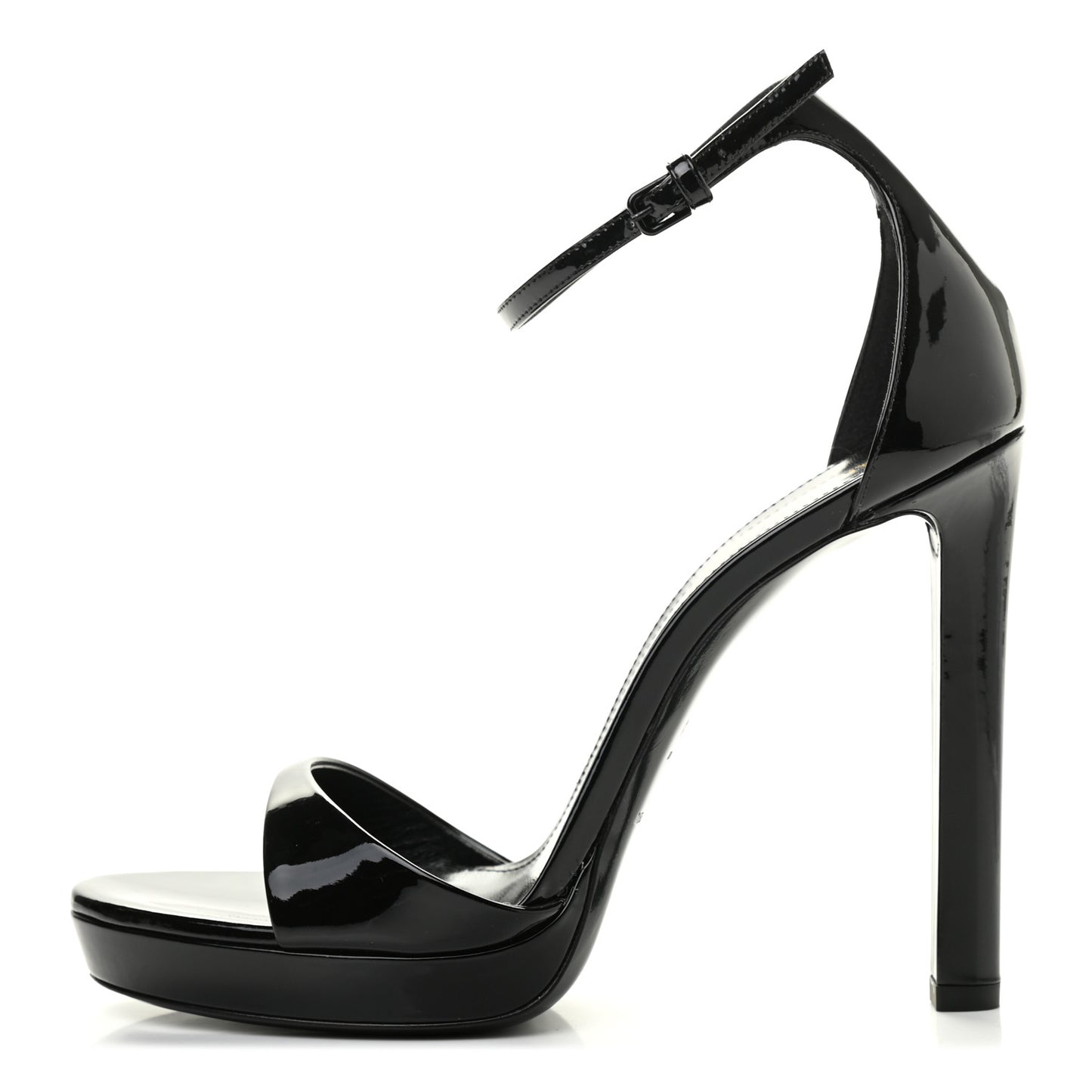 Patent Calfskin Hall 105 Ankle Strap Platform Sandals 39 Black