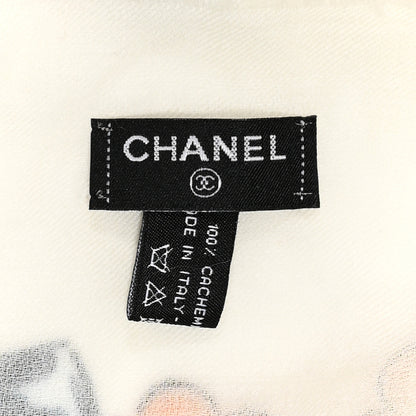 Chanel Cashmere Icons Fringe Scarf Ivory Multicolor 3 of 3