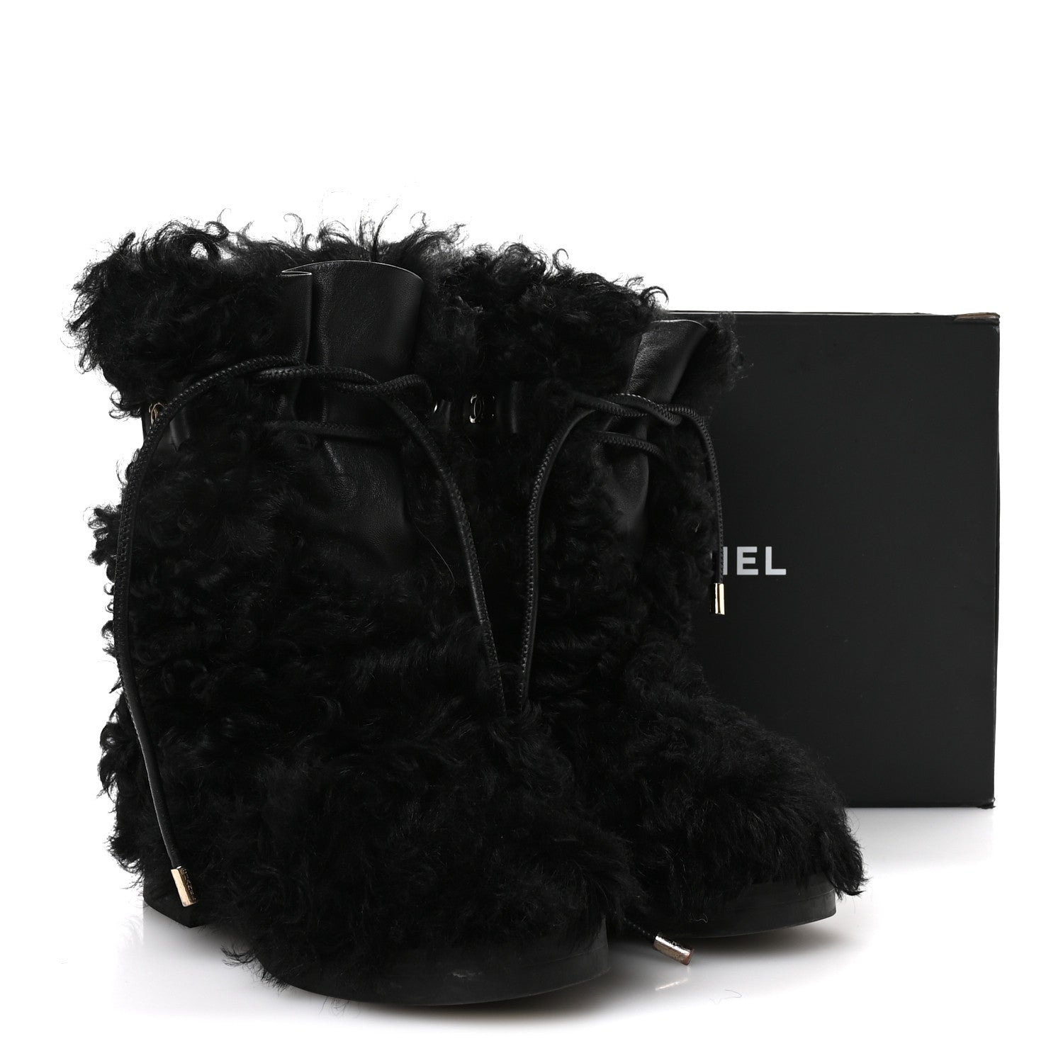 Chanel Shearling Sheepskin High Boots 38 Black 9 of 9