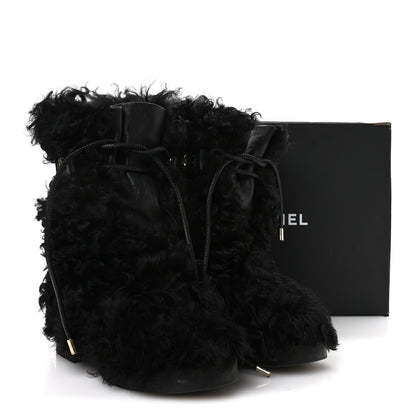 Chanel Shearling Sheepskin High Boots 38 Black 9 of 9