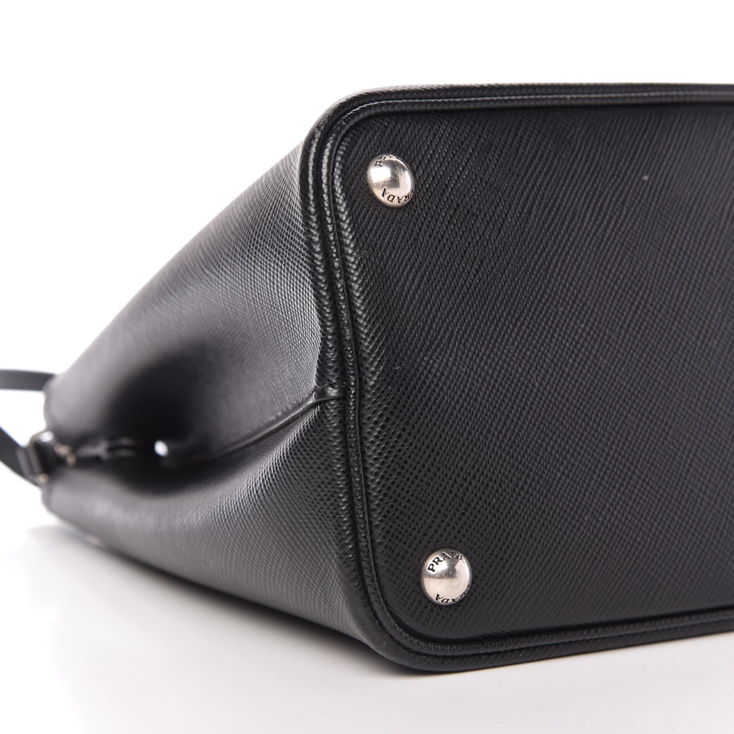 Prada Saffiano Cuir Small Double Bag Black Chrome 6 of 13