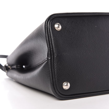 Prada Saffiano Cuir Small Double Bag Black Chrome 6 of 13
