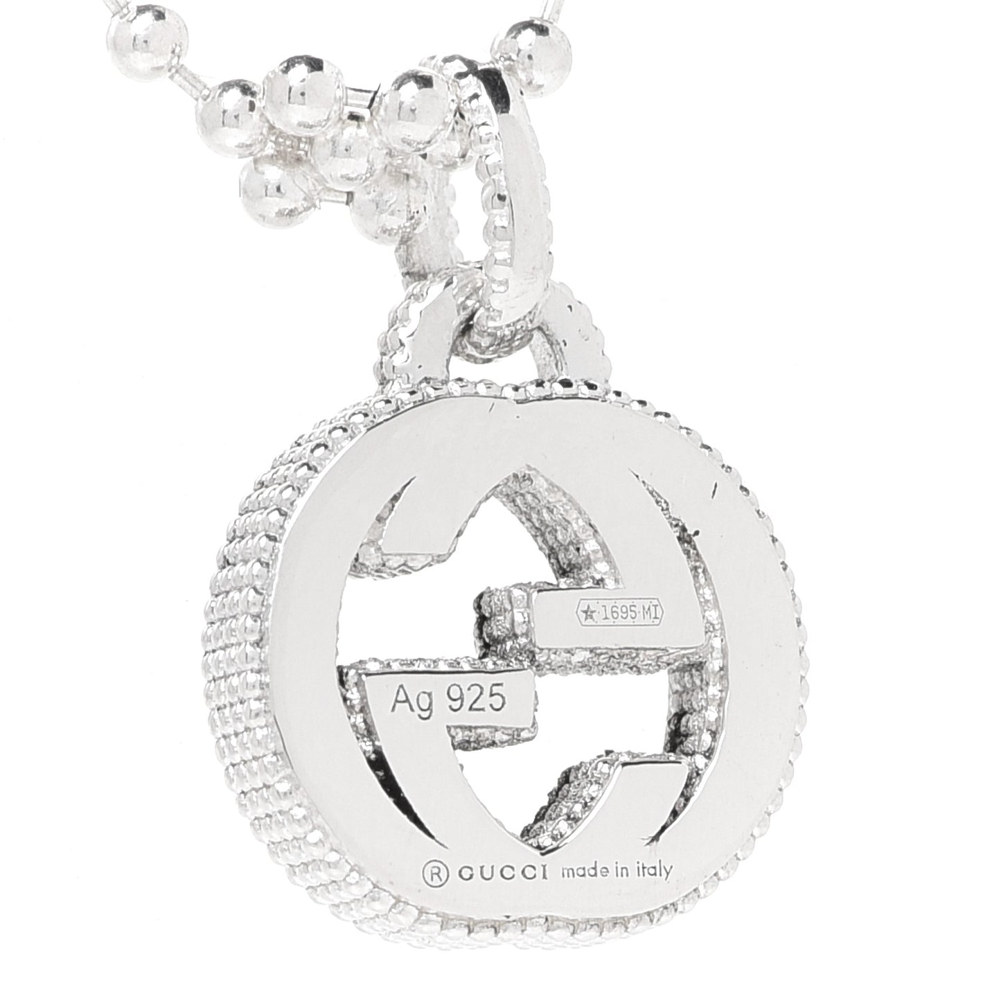 Sterling Silver Interlocking G Beaded Cluster Pendant Necklace
