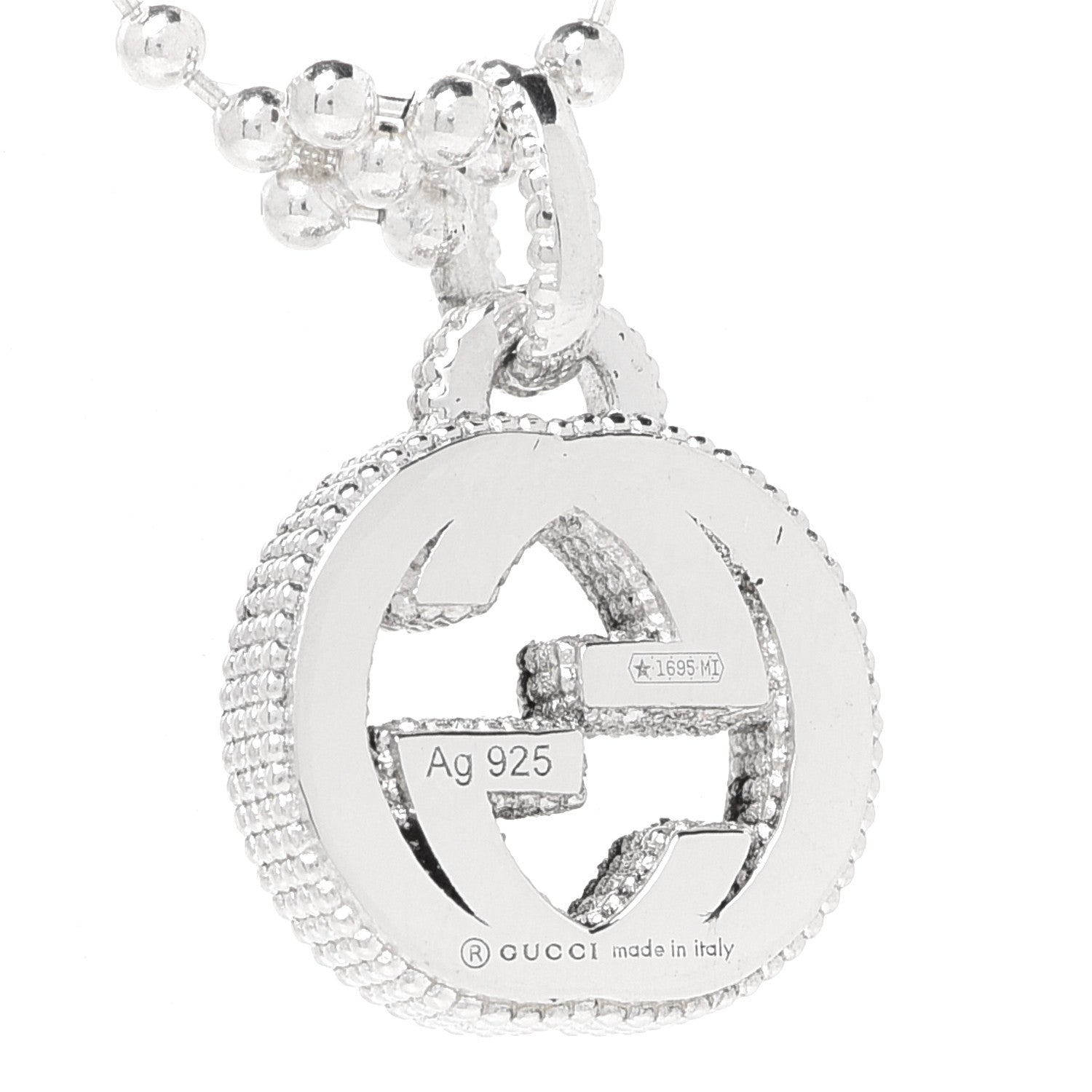 Gucci Sterling Silver Interlocking G Beaded Cluster Pendant Necklace 5 of 6