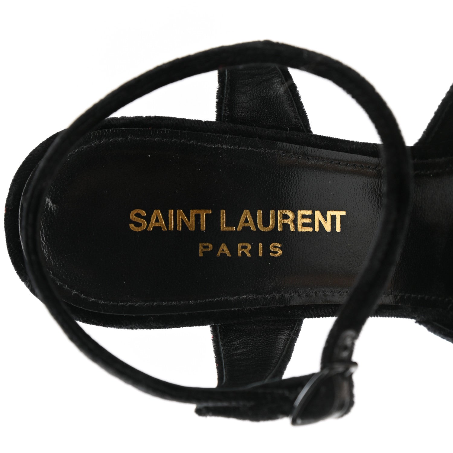 Saint Laurent Crushed Velvet Farrah Platform Sandals 36.5 Black 7 of 9