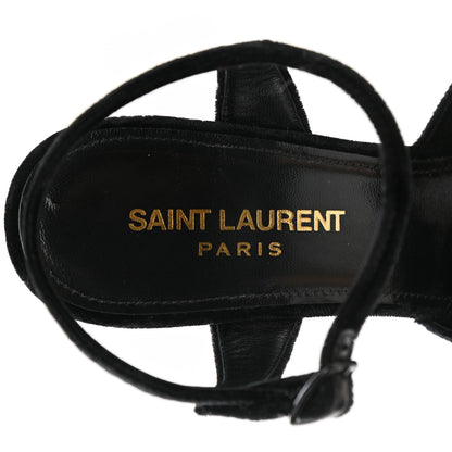 Saint Laurent Crushed Velvet Farrah Platform Sandals 36.5 Black 7 of 9