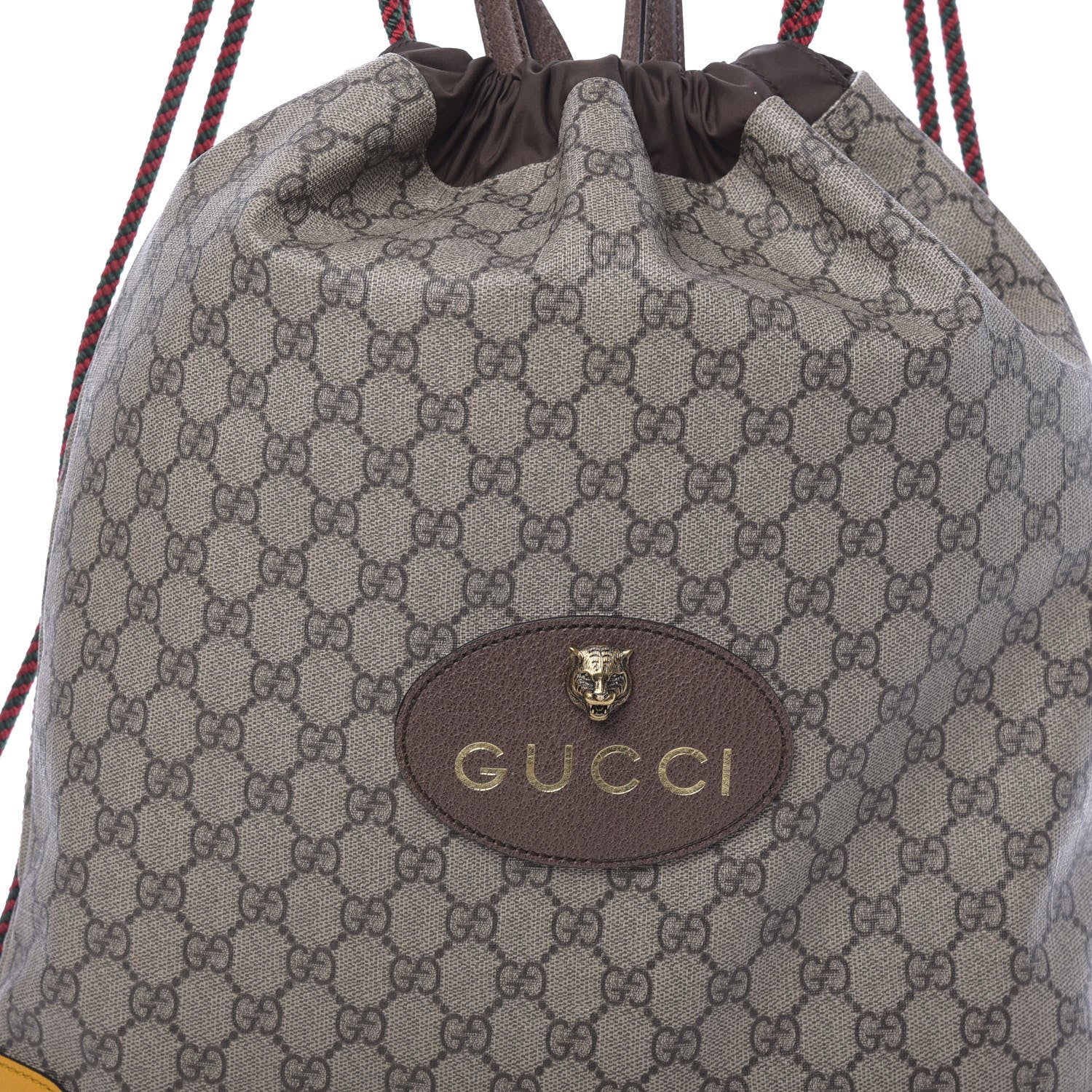 Gucci GG Supreme Monogram Neo Vintage Drawstring Backpack Beige New Acero Crop 9 of 9