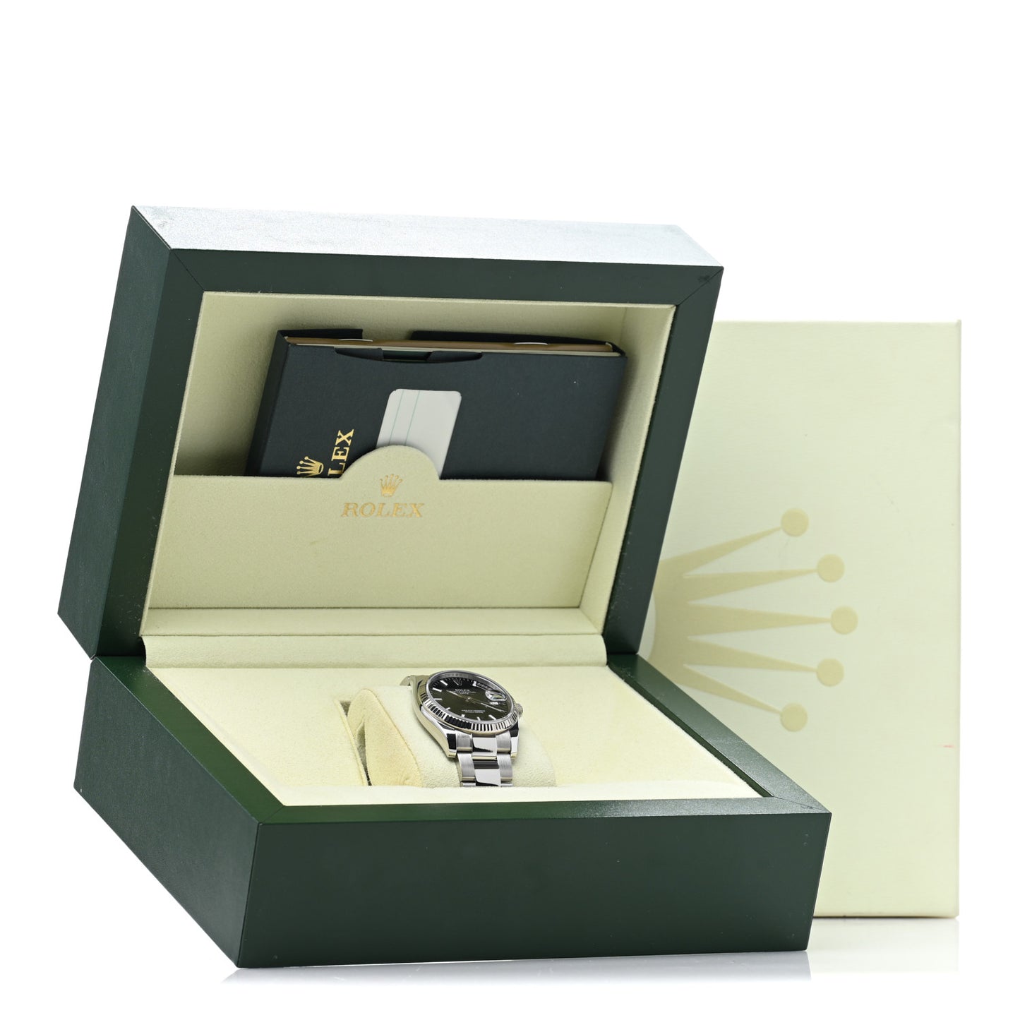 Stainless Steel 18K White Gold 34mm Oyster Perpetual Datejust Watch Black 115234