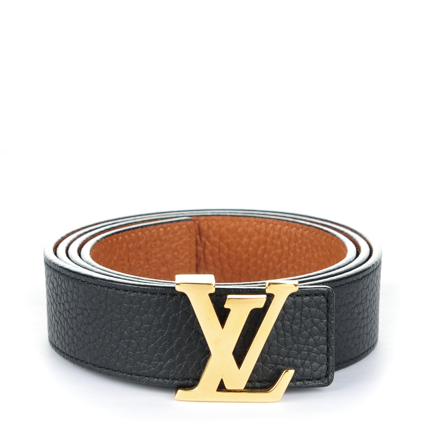Taurillon Calfskin 30mm LV Initiales Reversible Belt 90 36 Black