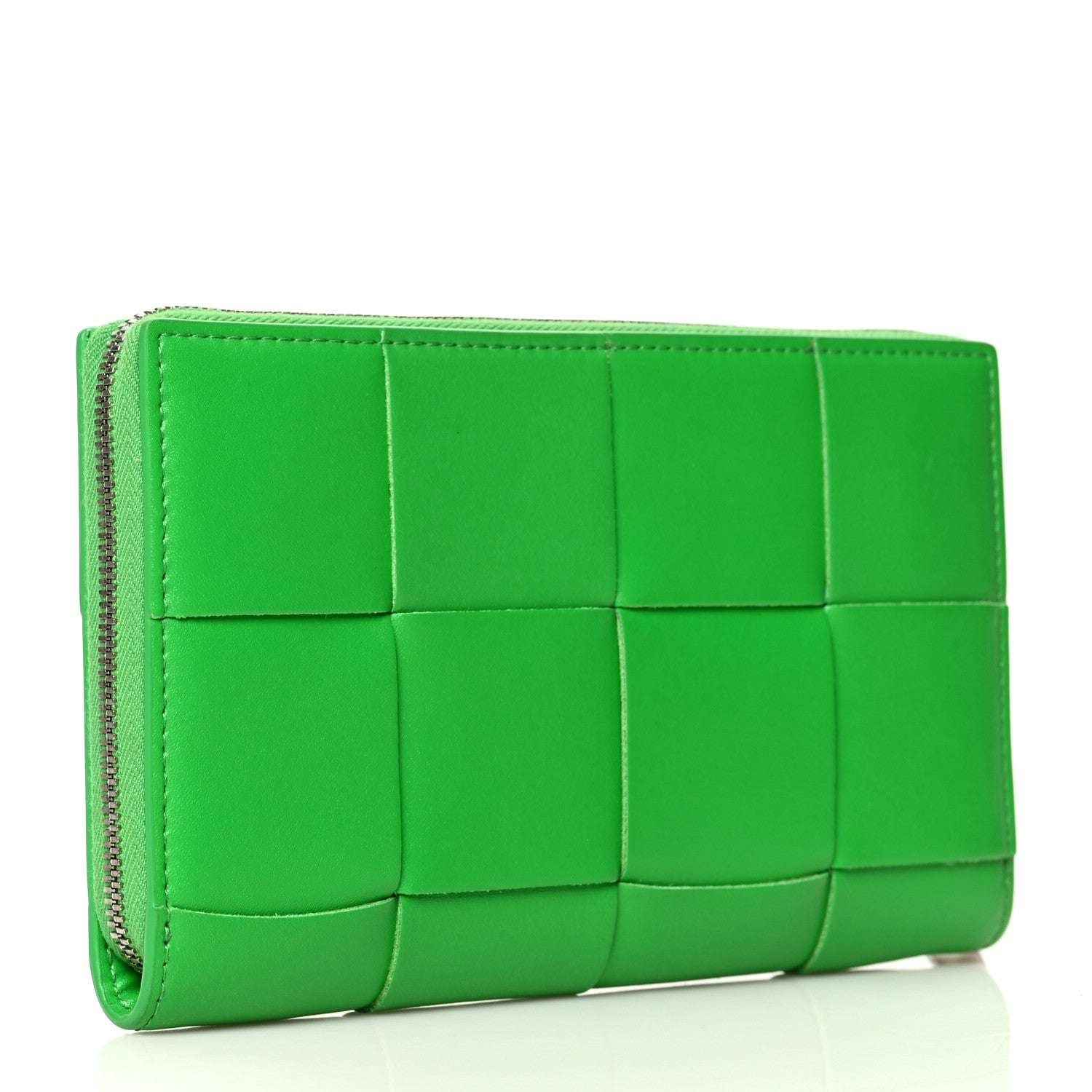 Bottega Veneta Calfskin Maxi Intrecciato Zip Wallet Parakeet 3 of 10