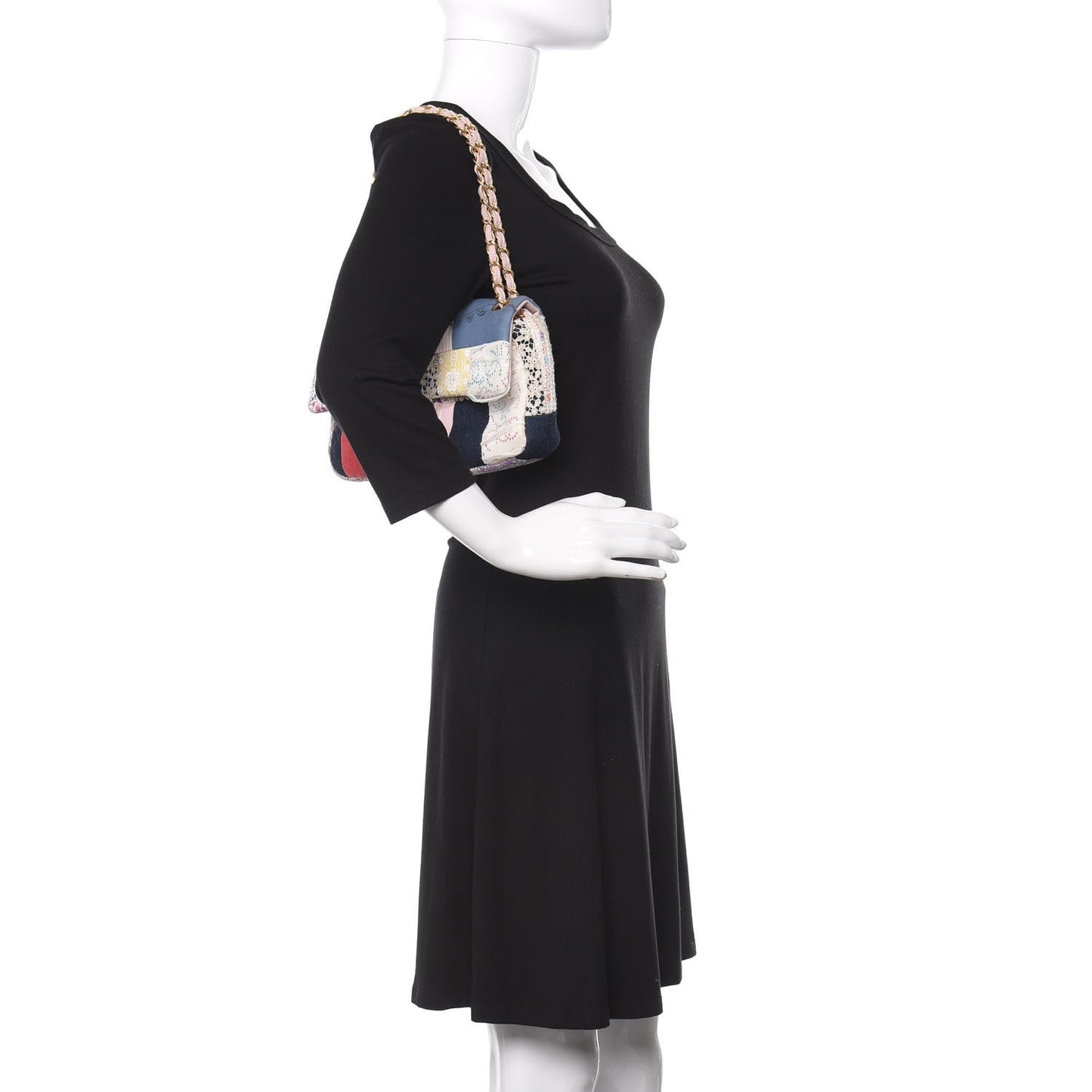 Fabric Patchwork Medium Flap Bag Pink