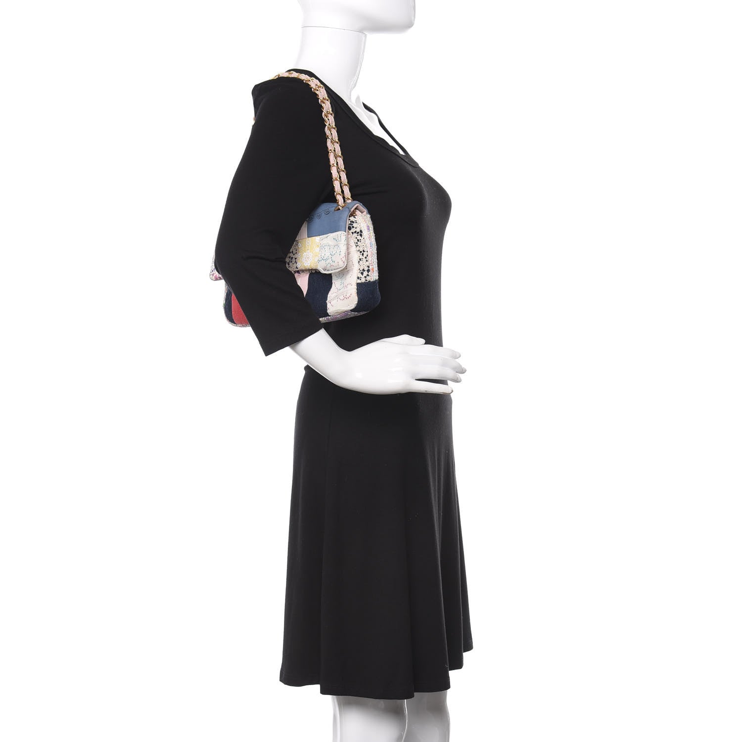 Chanel Fabric Patchwork Medium Flap Bag Pink 2 of 11