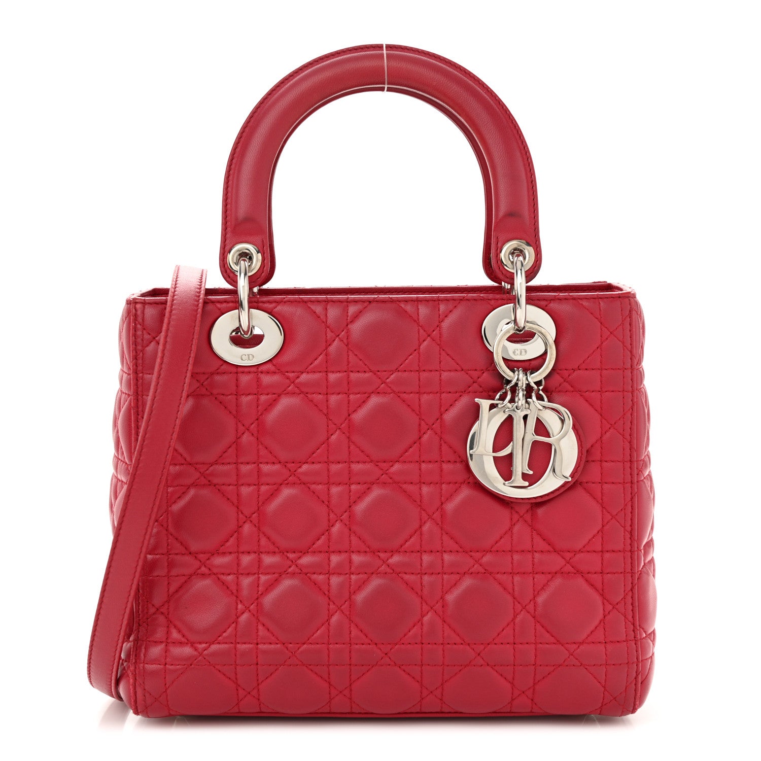 Christian Dior Lambskin Cannage Medium Lady Dior Dark Pink 1 of 16