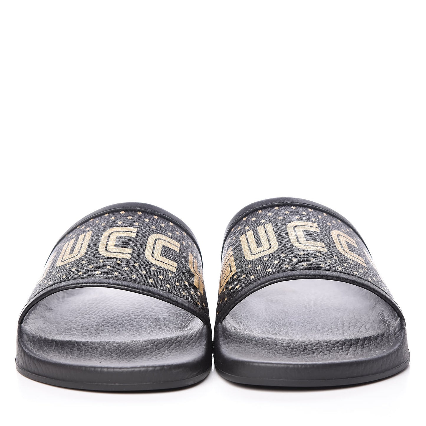 X SEGA Supreme Canvas GUCCY Stars Mens Slide Sandals 9 Black Gold