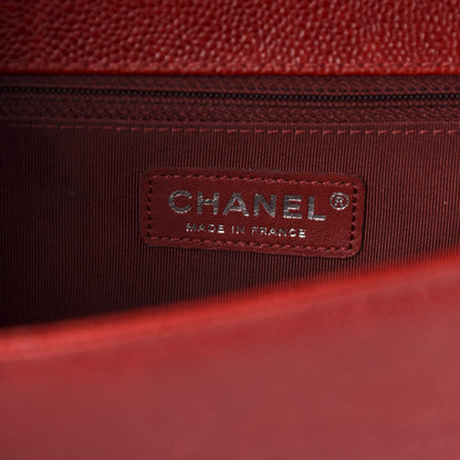 Chanel Caviar Quilted New Medium Boy Flap Dark Red 6 of 14