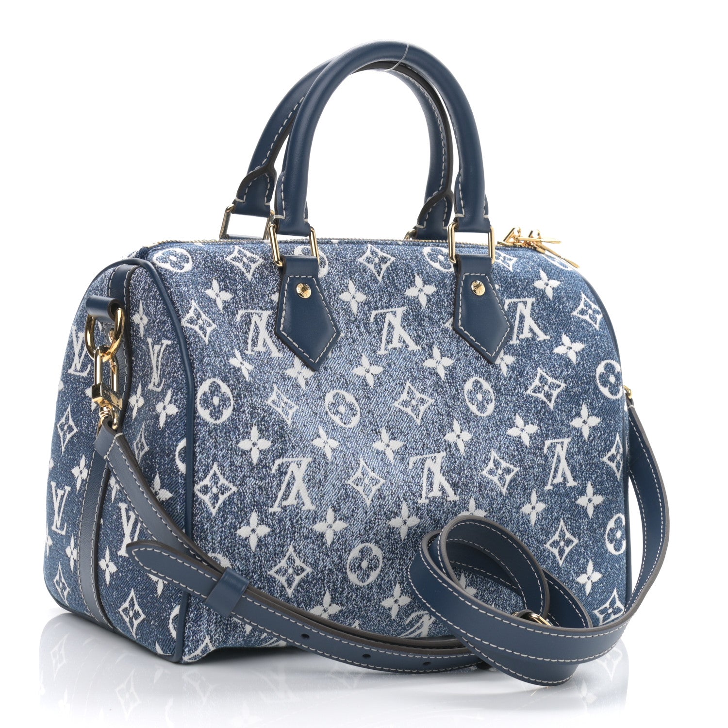 Louis Vuitton Monogram Jacquard Denim Speedy Bandouliere 25 Bleu 3 of 9