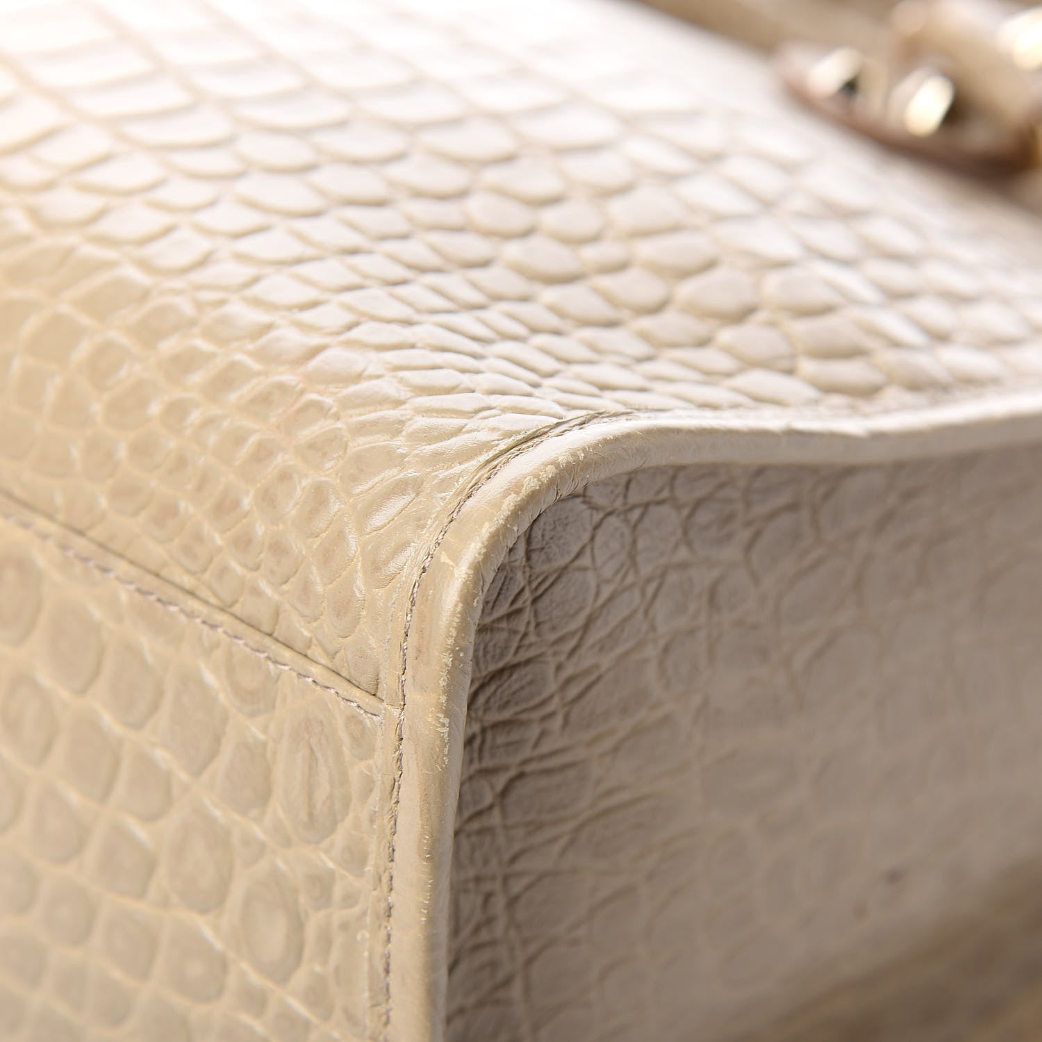 Balenciaga Calfskin Crocodile Embossed Classic Gold Hardware City Beige Latte 12 of 13