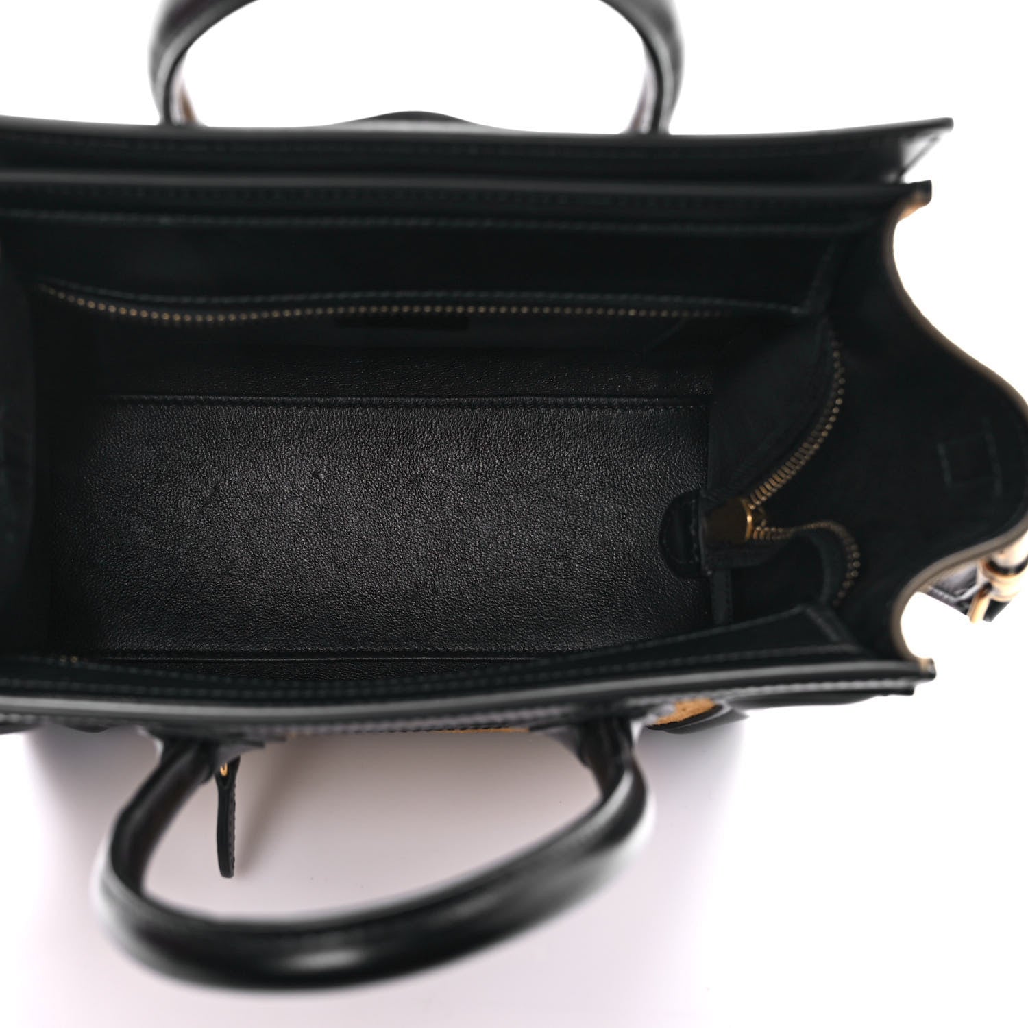 Celine Crocodile Embossed Nubuck Smooth Calfskin Bi-Color Nano Luggage Havana Black 4 of 8