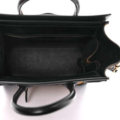 Celine Crocodile Embossed Nubuck Smooth Calfskin Bi-Color Nano Luggage Havana Black 4 of 8