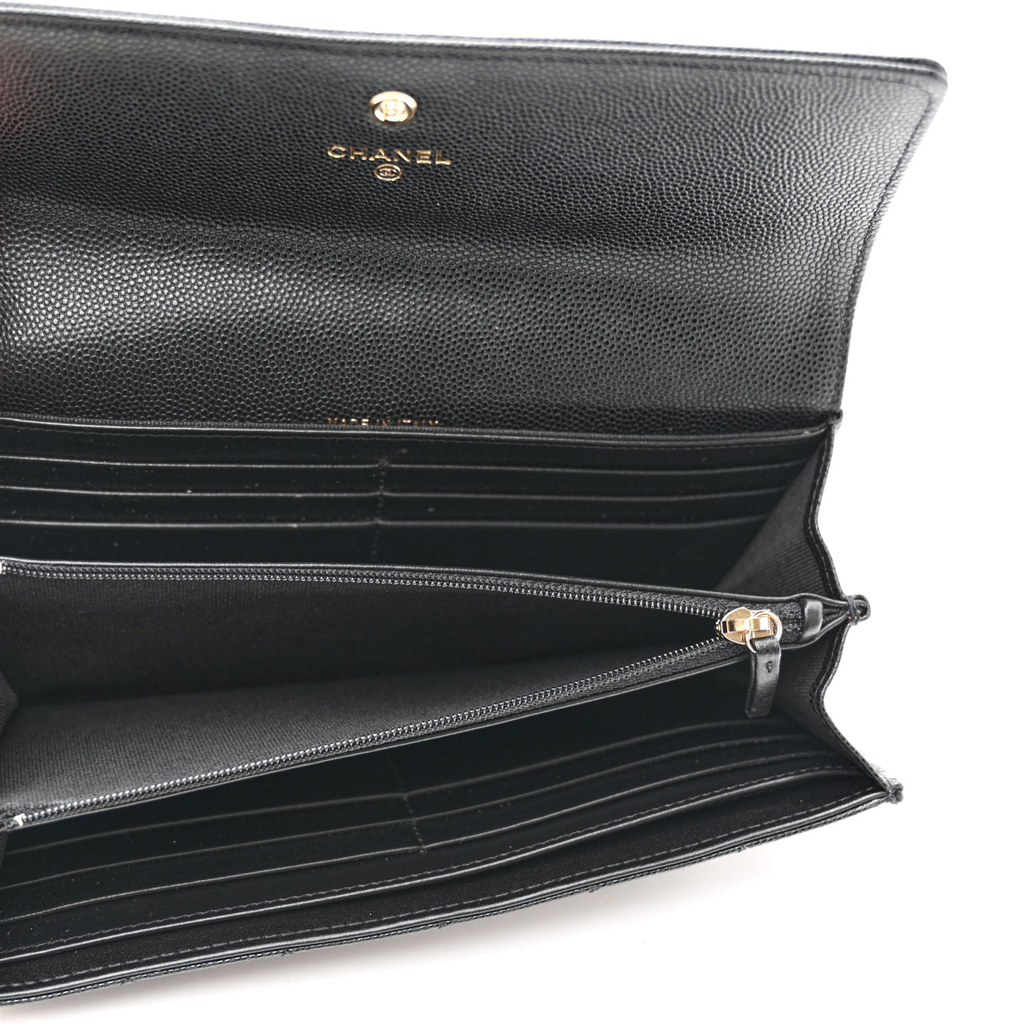 Caviar Quilted Large Boy Gusset Flap Wallet Black