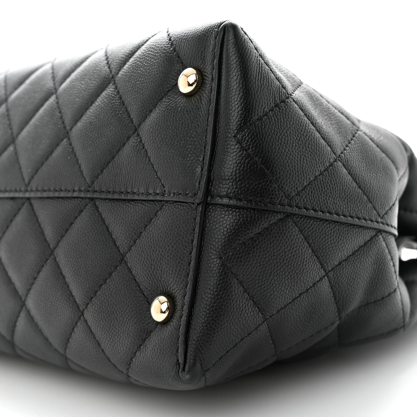 Caviar Quilted Small Shopping Tote Black