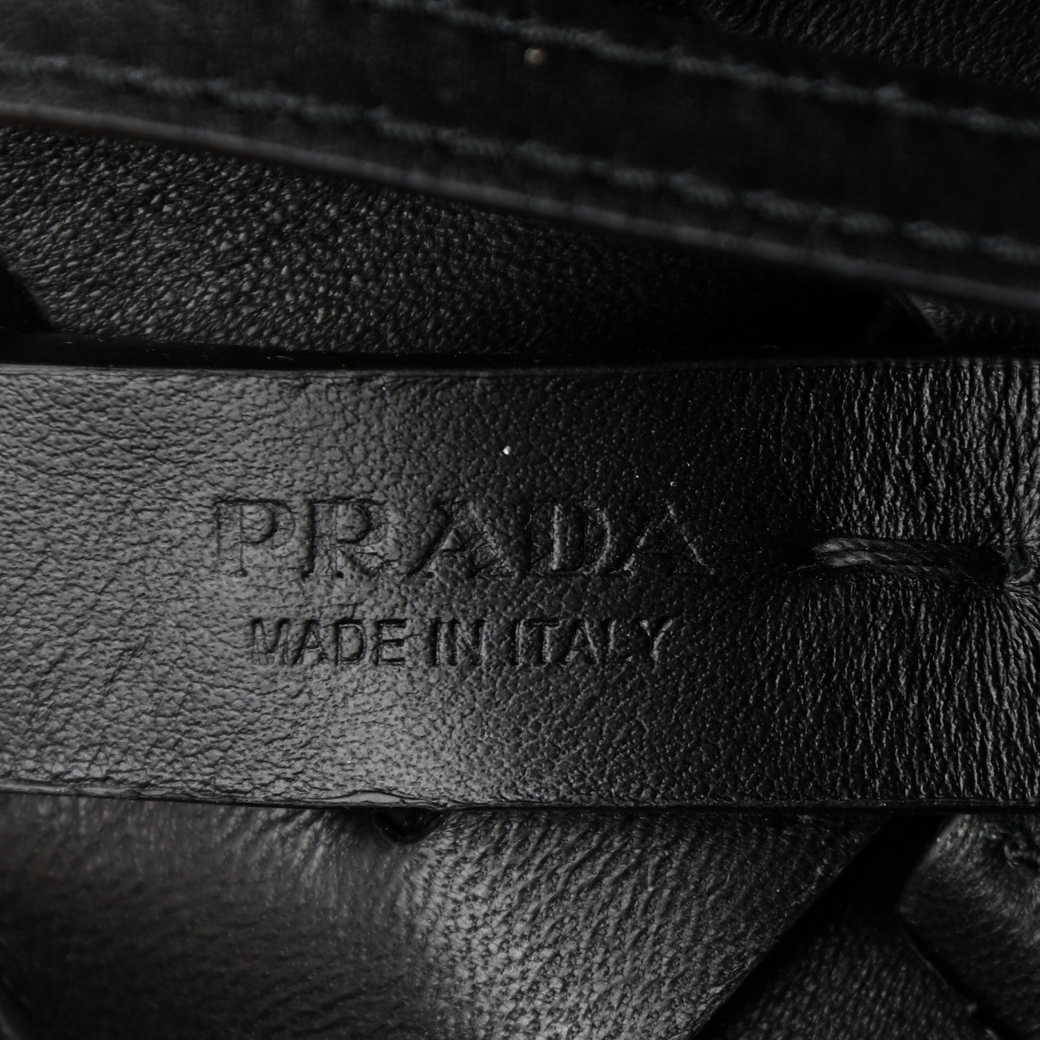 Prada Vitello Intreccio Bucket Bag Black 12 of 19