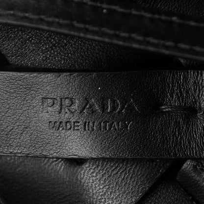 Prada Vitello Intreccio Bucket Bag Black 12 of 19