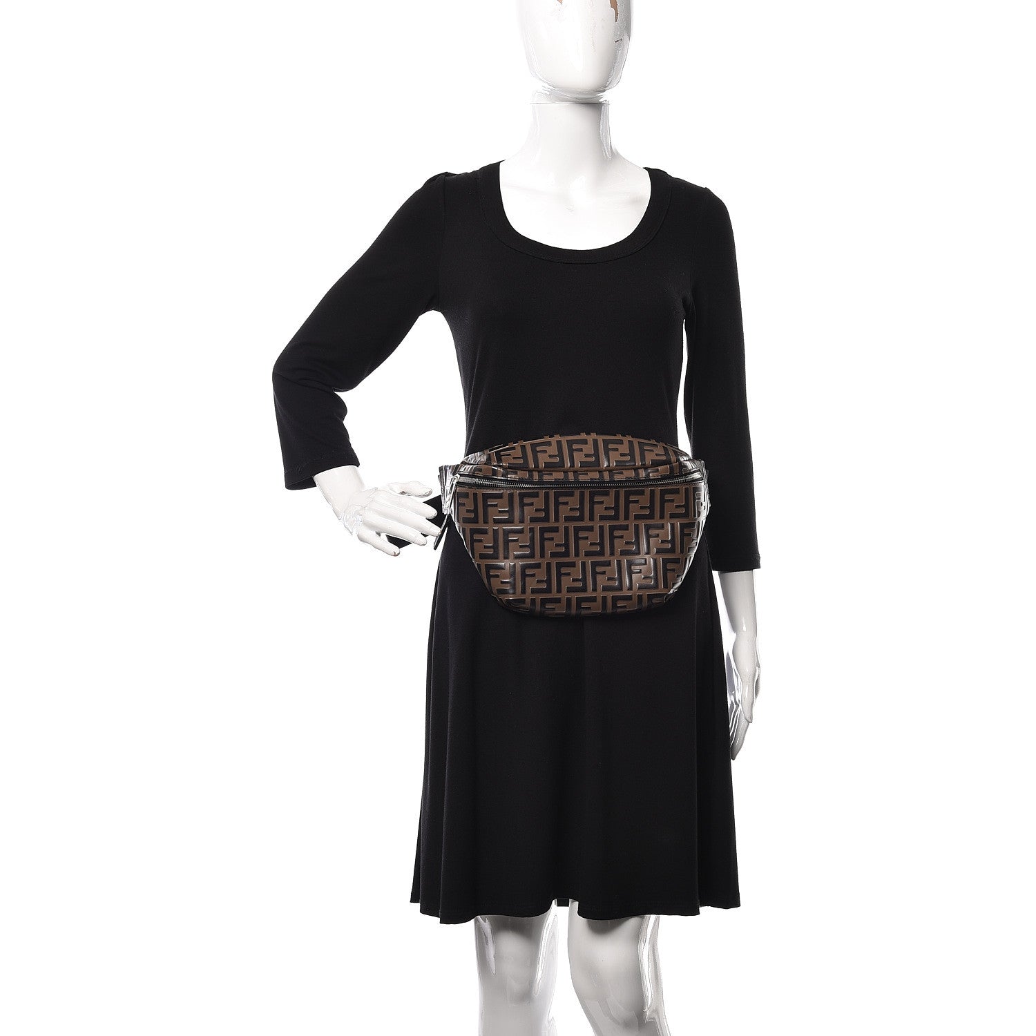 Fendi Vitello Century Bi-Color FF 1974 Embossed Belt Bag Maya Black 2 of 10