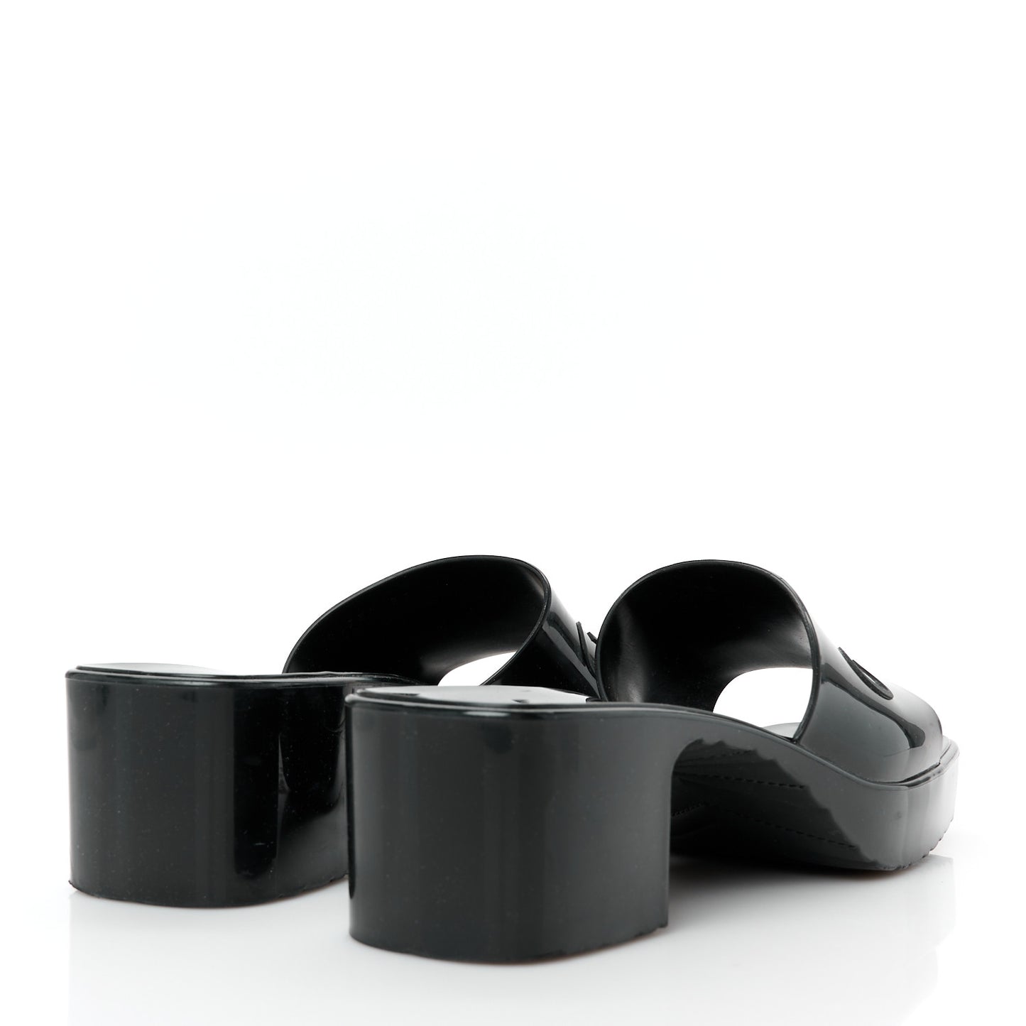 Rubber Gucci Logo Womens Platform 20/60mm Slide Sandals 39 Black
