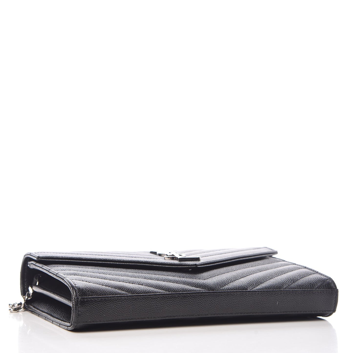 Grain De Poudre Matelasse Chevron Monogram Chain Wallet Black