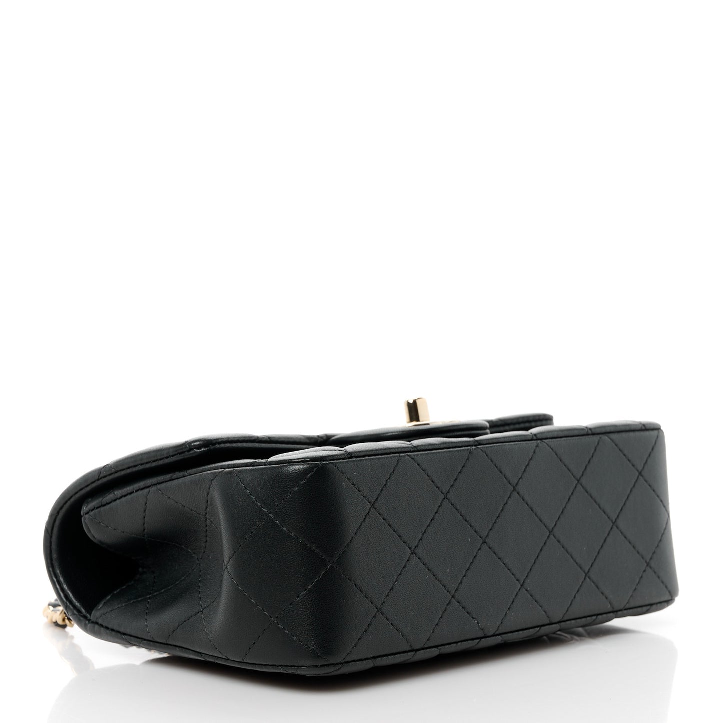 Lambskin Quilted Mini Top Handle Rectangular Flap Black