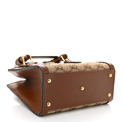 Gucci New Canvas Charisma Calfskin Crystal GG Monogram Mini Diana Tote Bag Camel Ebony 4 of 11