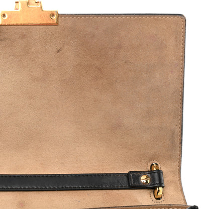 Fendi Vitello Liberty Bi-Color FF 1974 Embossed Chain Strap Kan U Shoulder Bag Black Maya 15 of 22