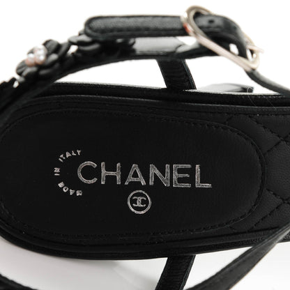 Chanel Lambskin Camellia Sandals 40 Black 7 of 8