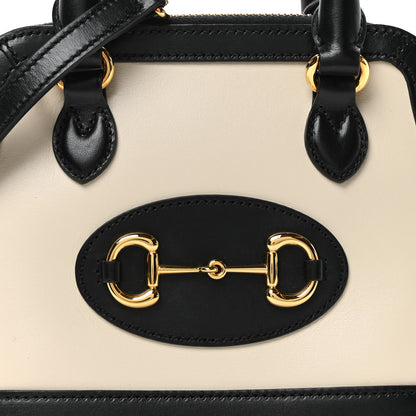 Gucci Boarded Plutone Calfskin Bi-Color Mini Horsebit 1955 Top Handle Bag Mystic White Black 8 of 10