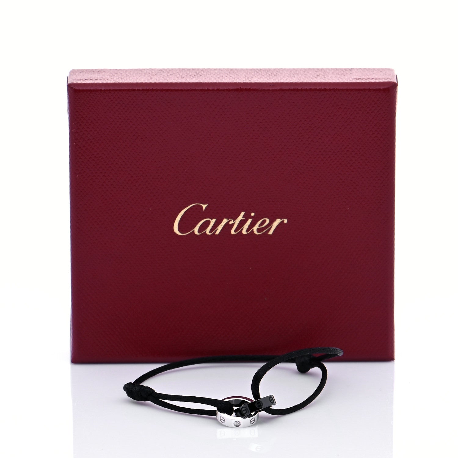 Cartier 18K White Gold Ceramic 4 Diamond LOVE Cord Bracelet Black 9 of 9