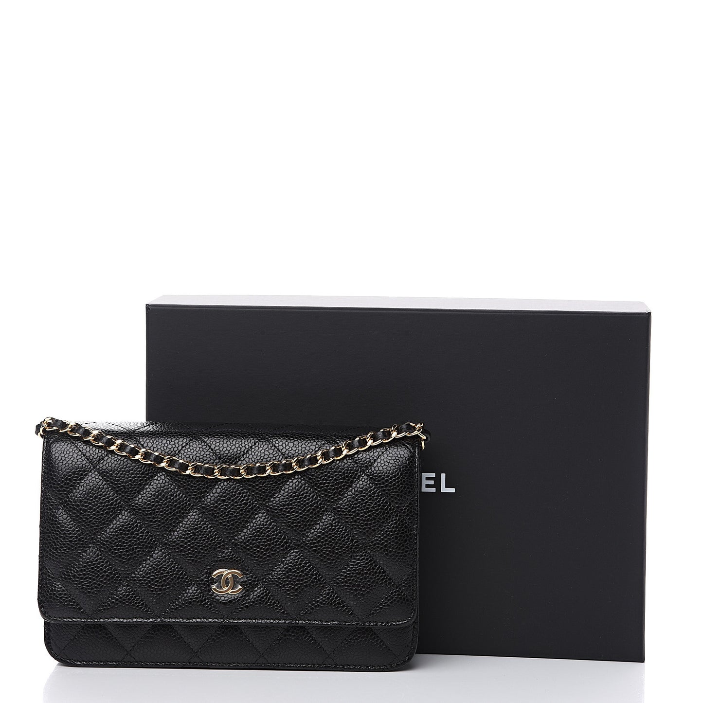 Caviar Quilted Wallet On Chain WOC Black