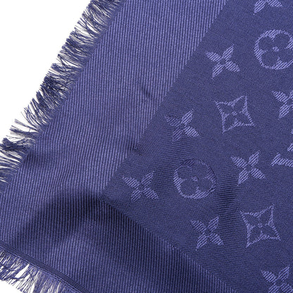 Louis Vuitton Silk Wool Monogram Shawl Night Blue 5 of 6