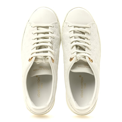 Louis Vuitton Calfskin Monogram Embossed Front Row Sneakers 36 White 2 of 9