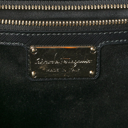 Salvatore Ferragamo Printed Calfskin Vara Bow Chain Flap Crossbody Black 8 of 15