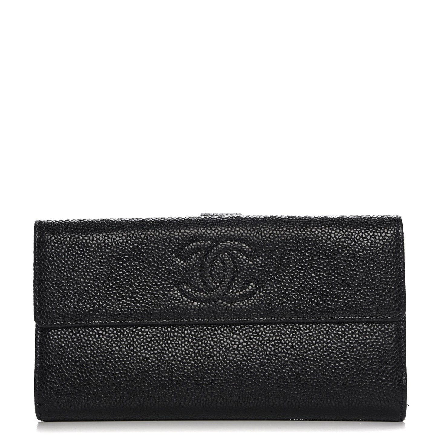 Caviar CC Long Flap Wallet Black