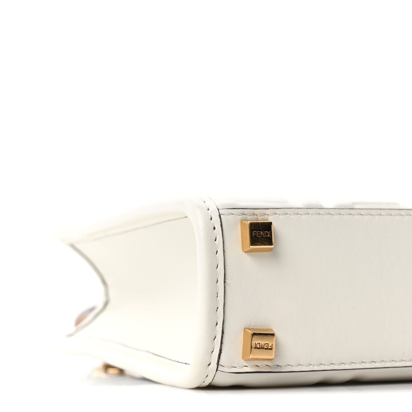 Vitello Plexiglass FF Embossed Mini Fendi Sunshine Shopper Tote White