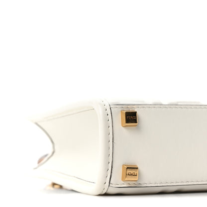 Fendi Vitello Plexiglass FF Embossed Mini Fendi Sunshine Shopper Tote White 8 of 9