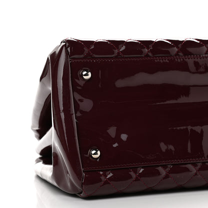 Chanel Patent Quilted Large Just Mademoiselle Bowling Bag Plum 8 of 9