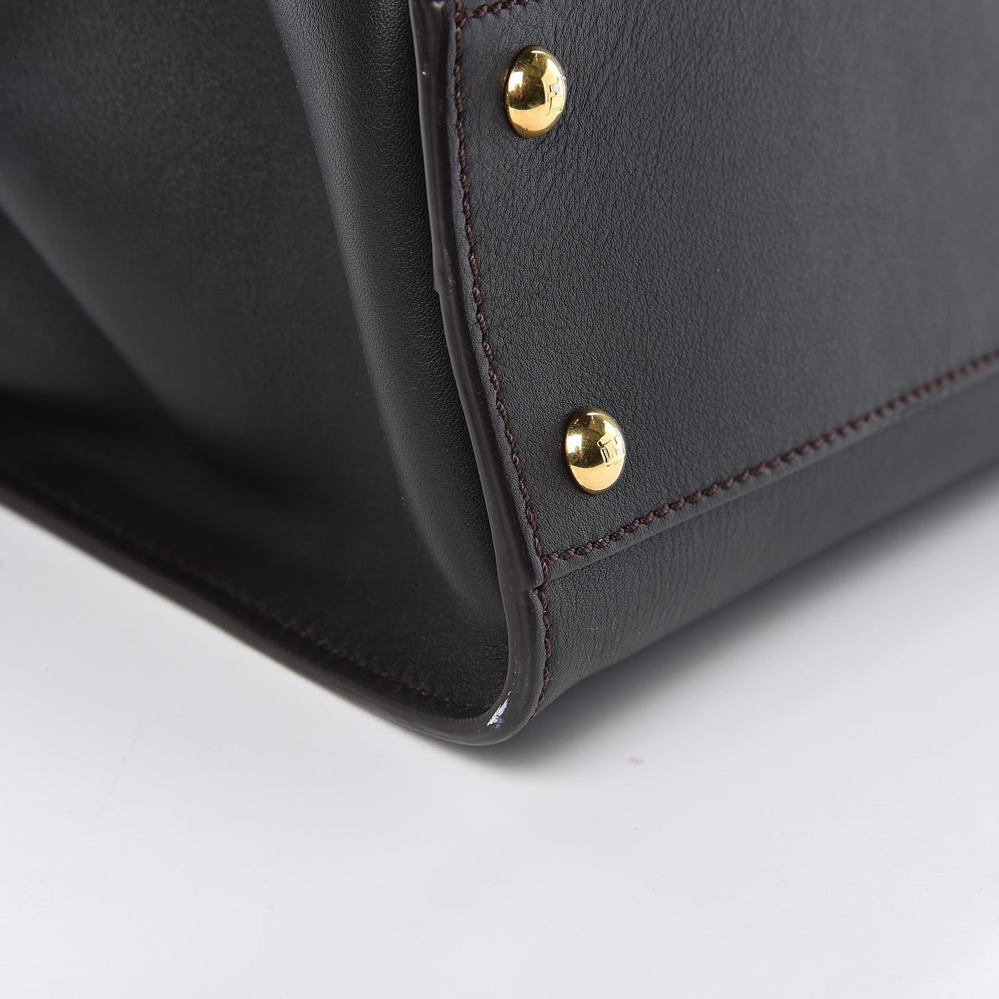 Vitello Seta Shiny Nappa Medium Peekaboo Iconic Satchel Dark Brown Yellow