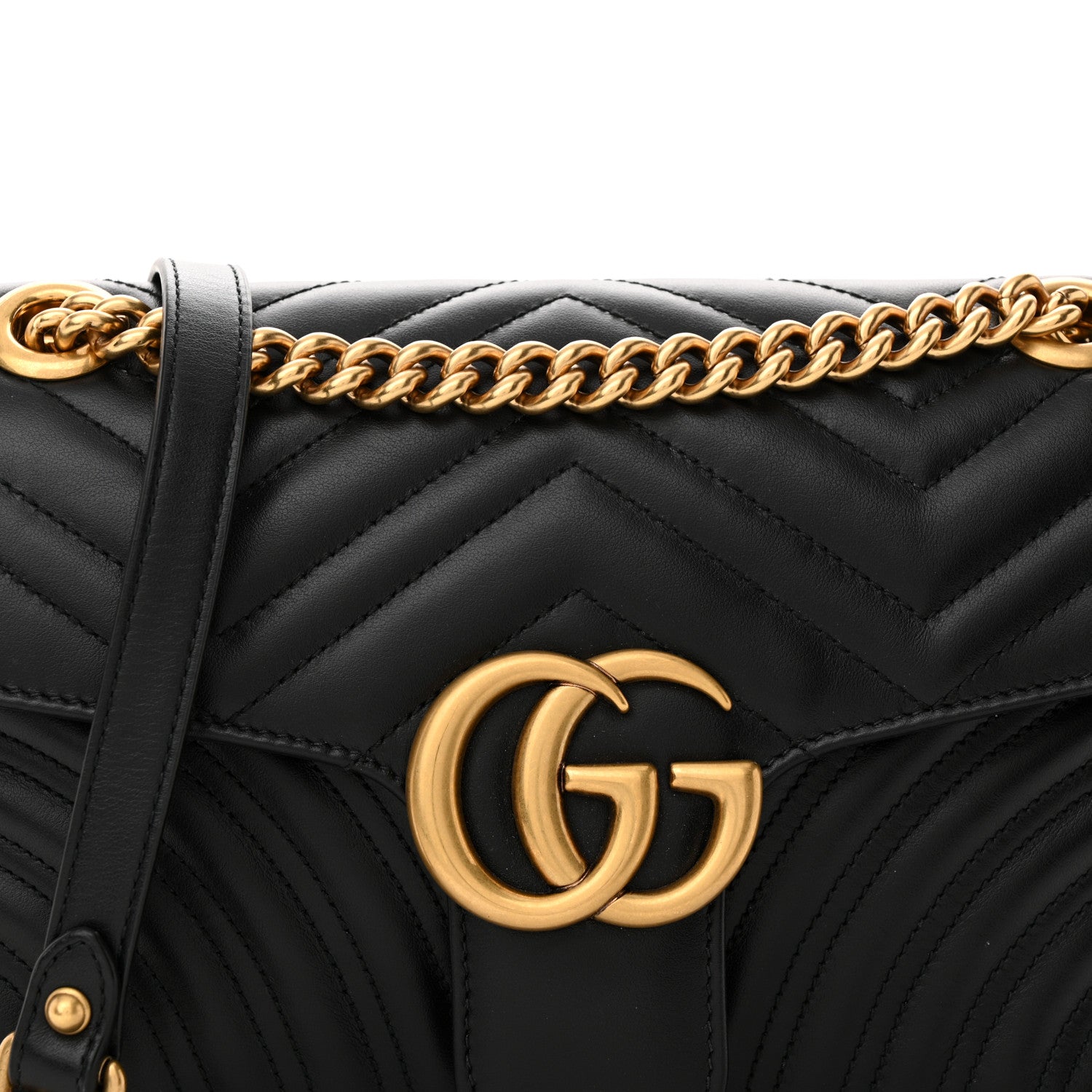 Gucci Calfskin Matelasse Small GG Marmont Shoulder Bag Black 8 of 10