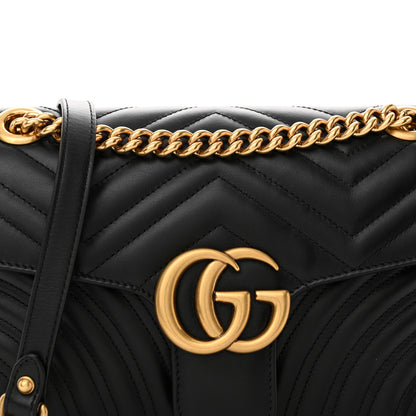 Gucci Calfskin Matelasse Small GG Marmont Shoulder Bag Black 8 of 10